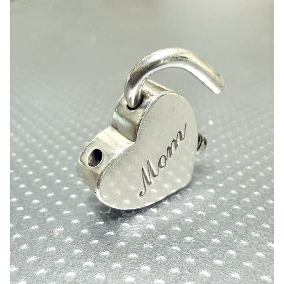 Tiffany & Co Silver Heart Mom Lock Padlock Pendant Charm For Necklace & Bracelet